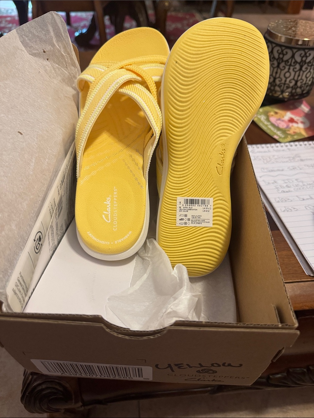 Clarks Women’s Yellow Cloudsteppers Slide Sandals